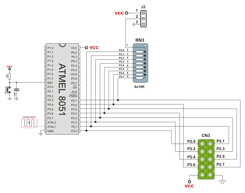 Easy8051A direct access Schematic Overview